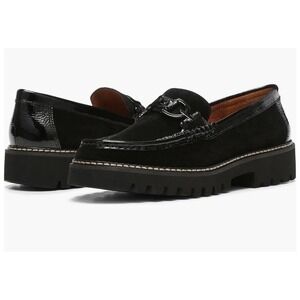 Donald Pliner Womens Helio Loafer US 7.5 M Black Calf Suede Loafer Shoes